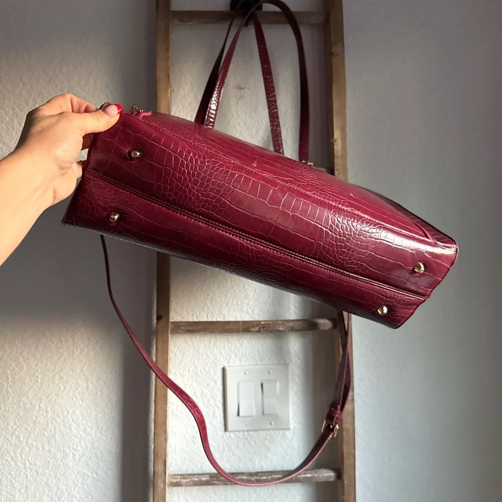 LOVEVOOK Burgundy Croc Laptop PU Bag